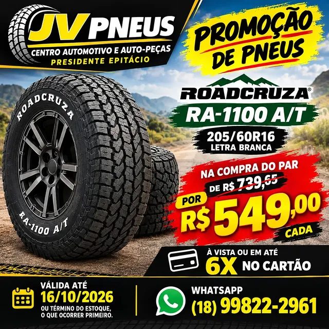 PROMOÇÃO DE PNEUS Roadcruza RA-1100 A/T