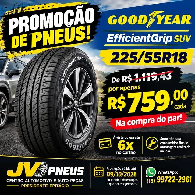 PROMOÇÃO DE PNEUS! Goodyear EfficientGrip SUV 225/55R18